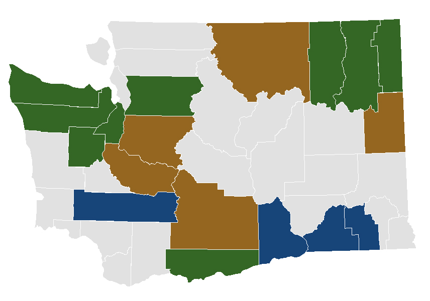 RCG Cohort Reach in Washington State (Regional Partnerships by County)