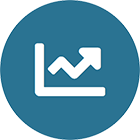 An icon of a chart showing growth