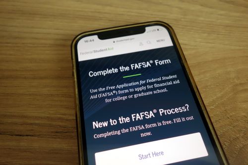 Mobile phone displaying FAFSA application